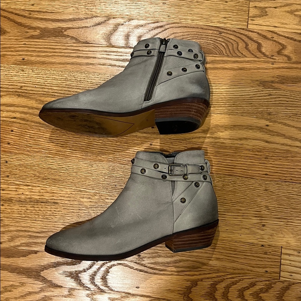 Halogen Gray Ankle Boots with Studded Detail